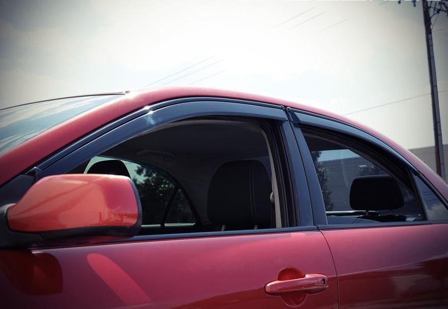 WellVisors Window Visors Wind Deflectors Compatible with Mazda 2003-2008 Mazda 6 Mazda6 Sedan with Black Trim Rain Guards 3-847MZ007