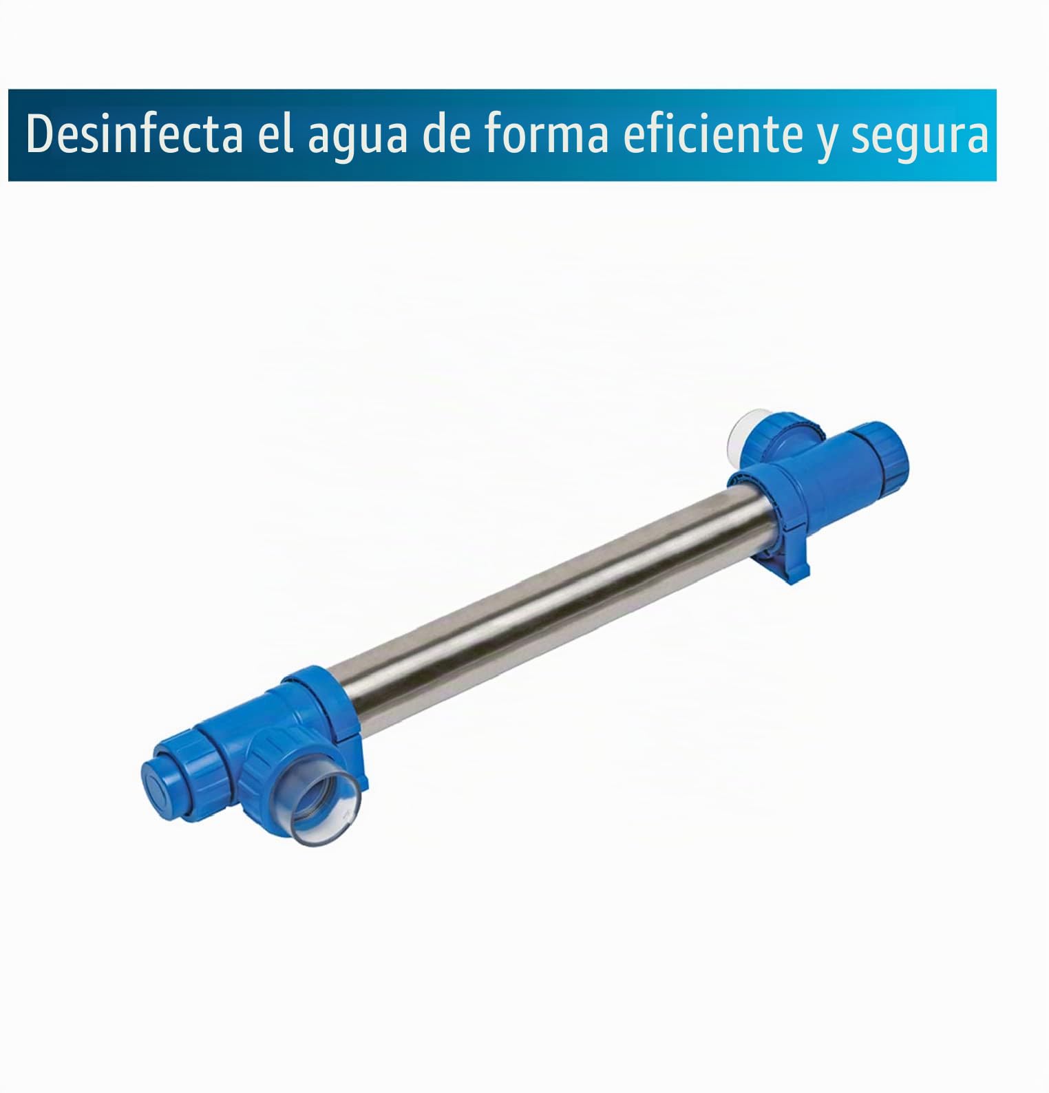 Blue Lagoon Tech UV-C 40 vatios, asegura un agua cristalina, capacidad de la piscina 40000 litros, caudal recomendado 11 m3 por hora, caudal 23 m3 por hora, cable de 2 metros