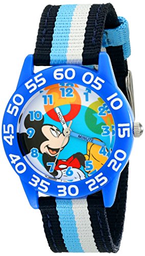 Image of Disney Mickey Mouse Kids' Plastic Time Teacher Analog Quartz Nylon Strap Watch