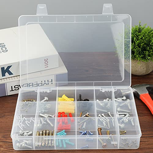 Image of 2 Packs 30 Large Grids Sewing Thread Organizer Storage Box,with Adjustable Dividers,Clear Plastic Container Holder for Embroidery,Washi Tape