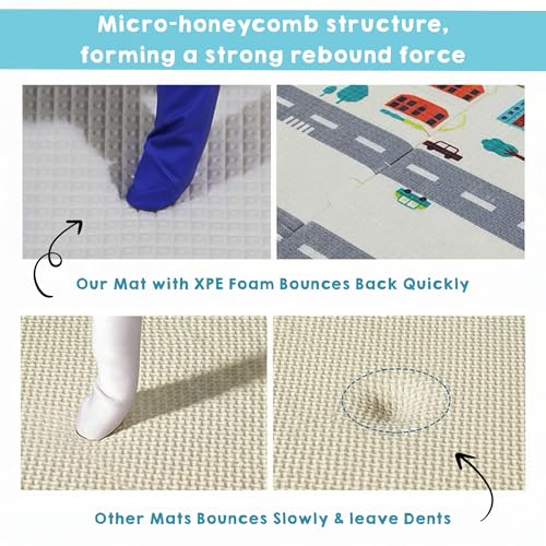 Image of SNAPTRON Baby Play Mat for 0 to 5 Years, Extra Large Reversible Baby Play Mat, BPA Free Learning & Crawling Foldable Foam Mat (6.5x5 ft, 0.6cm Thick) Double Side Waterproof Floor Mat for Kids