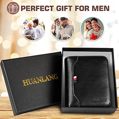 HUANLANG Mens Wallet RFID Blocking Multi Card Holder Wallets for Men Bifold Wallet with Zipper Small Men's Leather Wallet - 5