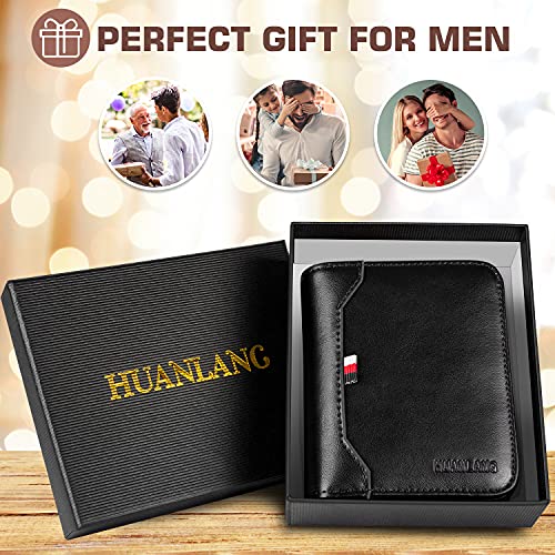 Huanlang Mens Wallet Rfid Blocking Multi Card Holder Wallets For Men Bifold Wallet With Zipper Small Men's Leather Wallet #TOP5