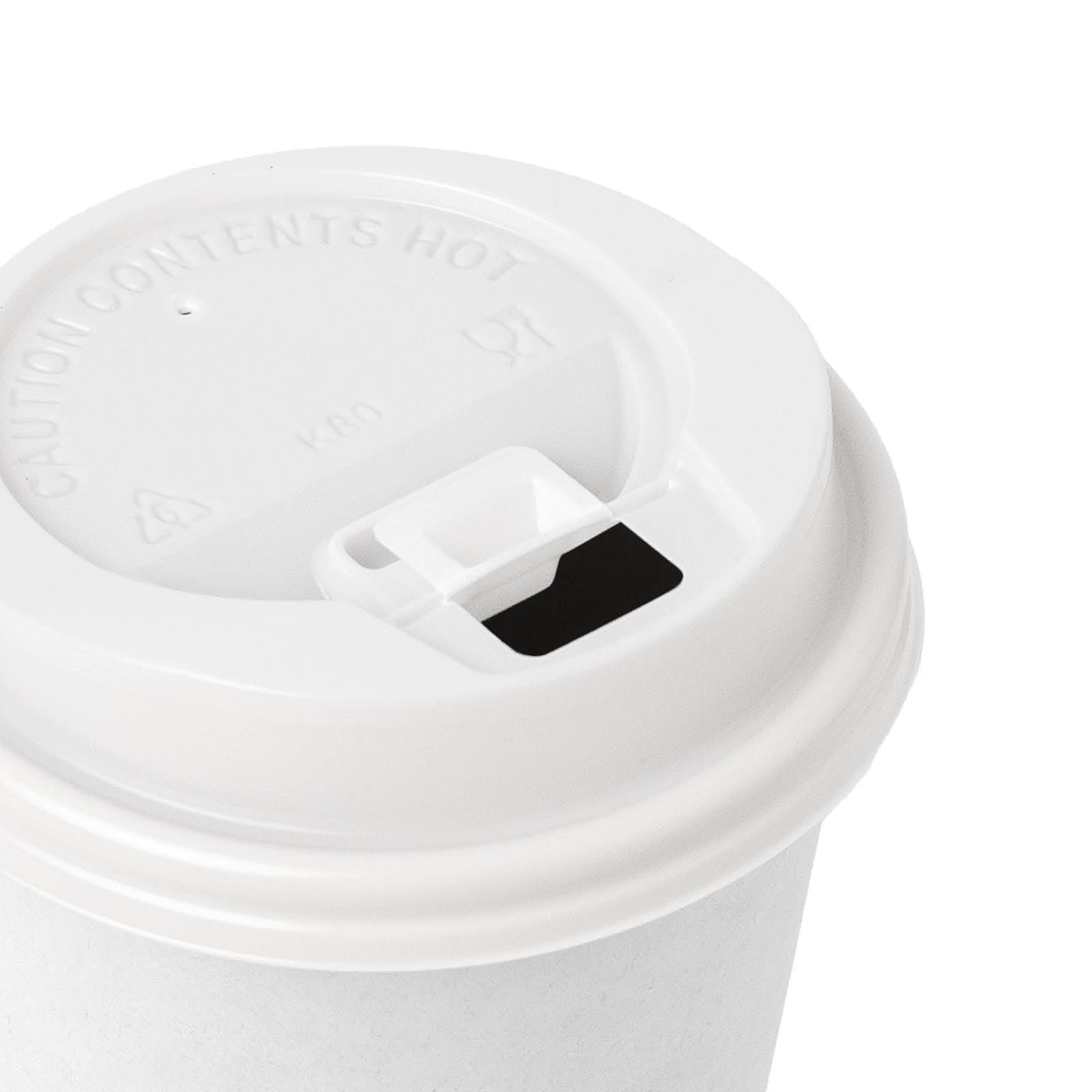 500 Vasos Cartón Blanco + Tapa Blanca - 250 cc (8 oz) - Vasos Desechables para Café para Llevar - Reciclables - Apto Alimentos Calientes - TAKE AWAY