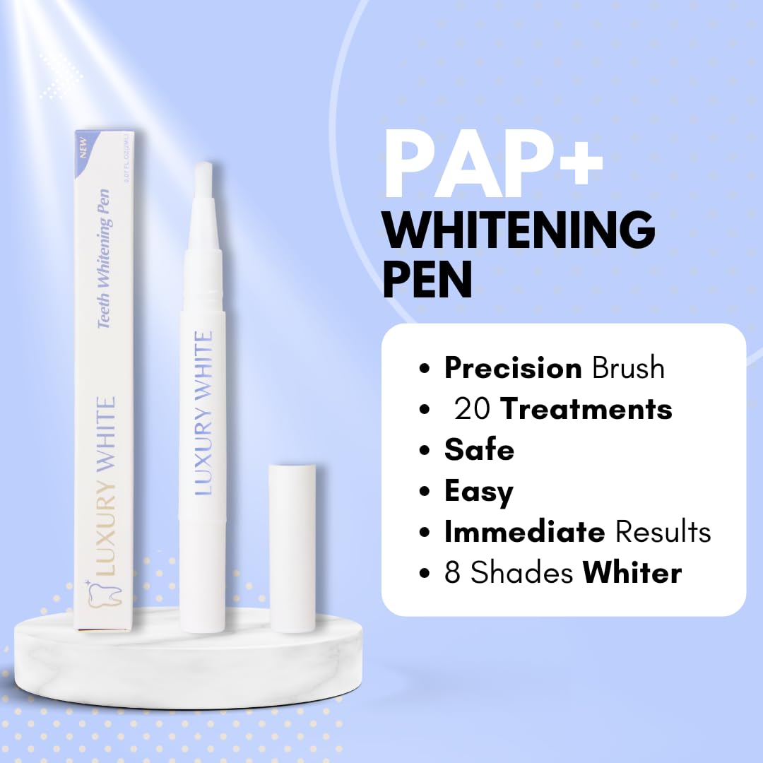 PAP+ Ultimate Whitening+ Set – Zahnaufhellung zu Hause – Whitening Pen + Strips + Mundspreizer – Ohne Peroxid – 100% sicher – Luxury White
