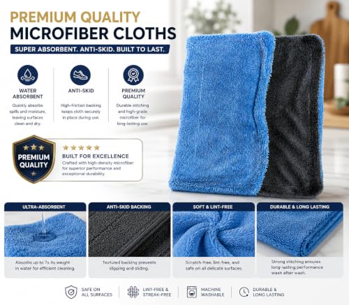 Image of BENAVJI Microfiber Cloth for Car - Puremagic 1100 GSM Twisted Loop Super Absorbent Towel - Edgeless Design with Plush Pile, Lint Free Cloth for Drying & Detailing, Transparent Pack of 2