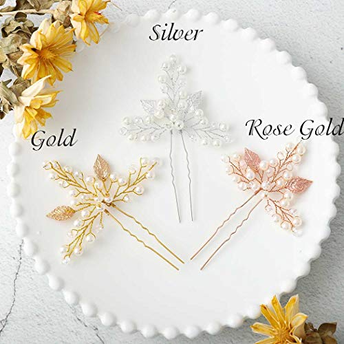 Simsly Forcine per capelli da sposa in oro rosa