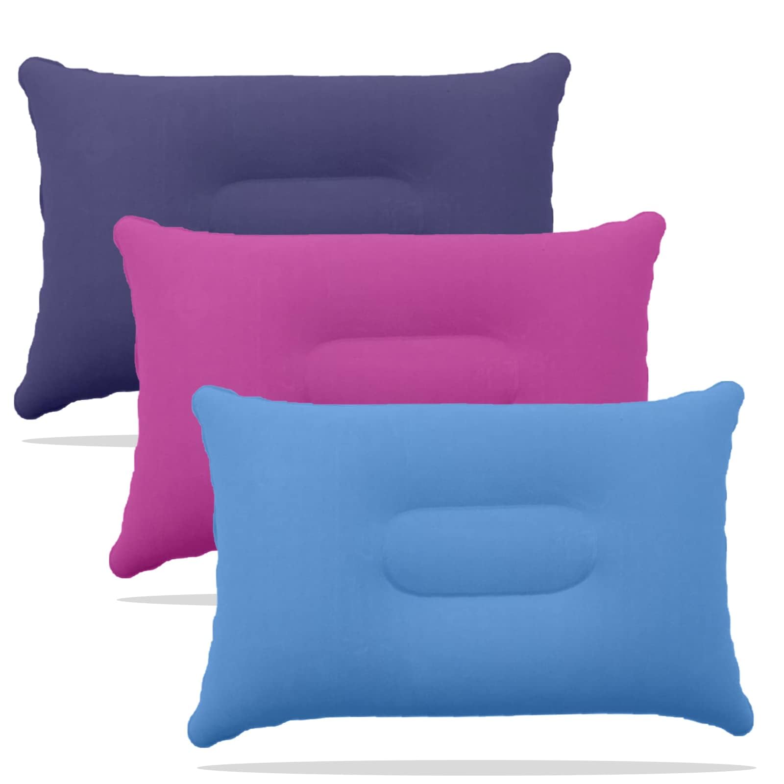 3 PCS Ultralight Inflatable Pillow,Travel Pillow Camping Pillow,Blow Up Pillows for Sun Lounger,Beach,Hiking,Camping,Traveling,Napping,Desk Rest,Neck and Lumbar Support(Blue,Pink,Purple)