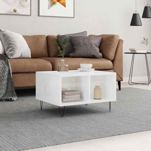 Table basse en bois blanche pour ranger vos télécommandes et désencombrer