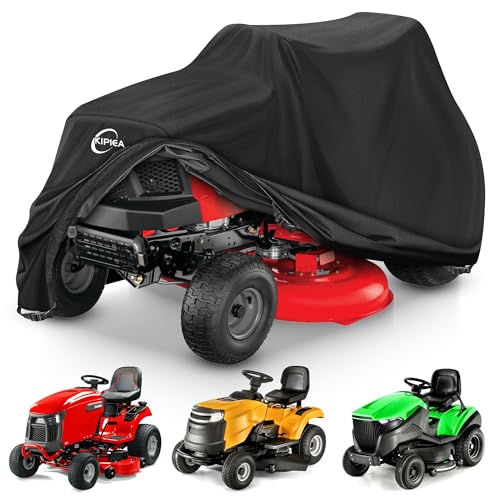 Kipiea Riding Lawn Mower Cover 600D Heavy Duty Lawn Tractor Cover Waterproof