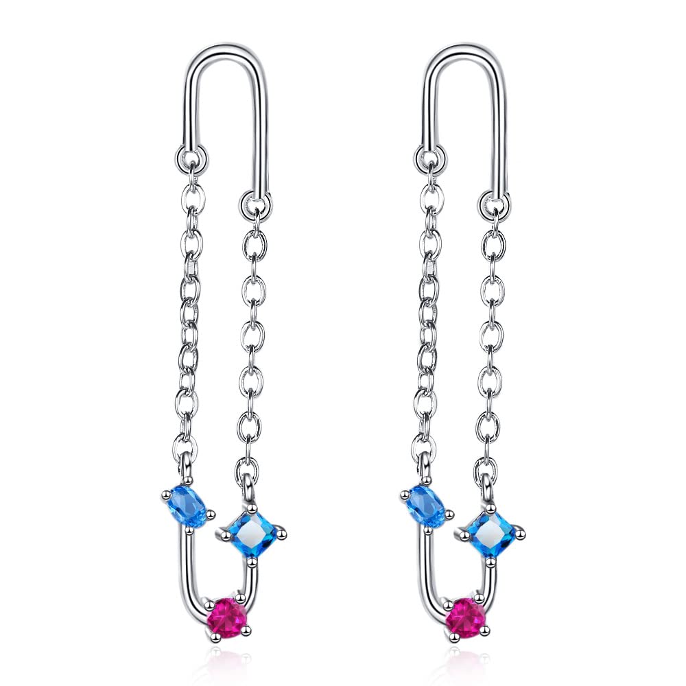 Simple Copper Earrings and Ear Hoops Inlaid with Zircon, Delicate Personality Pin Shaped Eardrop Gold and Silver Plated Ear Clip for Women, Jewellry Gifts for Girls, Copper