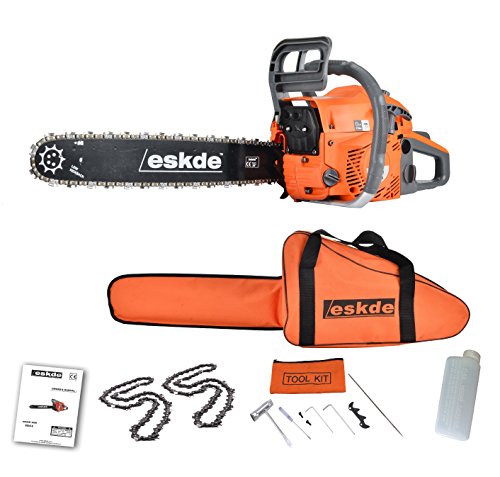 eSkde CS62-S7 62cc 3.4HP Petrol Chainsaw with 20' Bar, 2 Chains & Convenient Bag/Cover for...