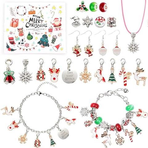 Hianjoo Jewellery Advent Calendar 2024 Girls, 24 Days of Christmas Countdown Calendar DIY Charm Bracelet Making Kit Cover
