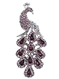 Alilang Antique Amethyst Purple Crystal Rhinestones Peacock Bird Pin Brooch