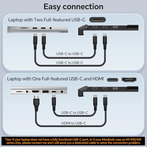 Image of APILDELLA 14'' Triple Laptop Screen Extender, 1080P FHD Laptop Extended, Ultra-Thin Portable Monitor for Laptop, Plug-Play Dual Monitor for 13-17.3'' Laptops, Work with Mac, Windows, Chrome