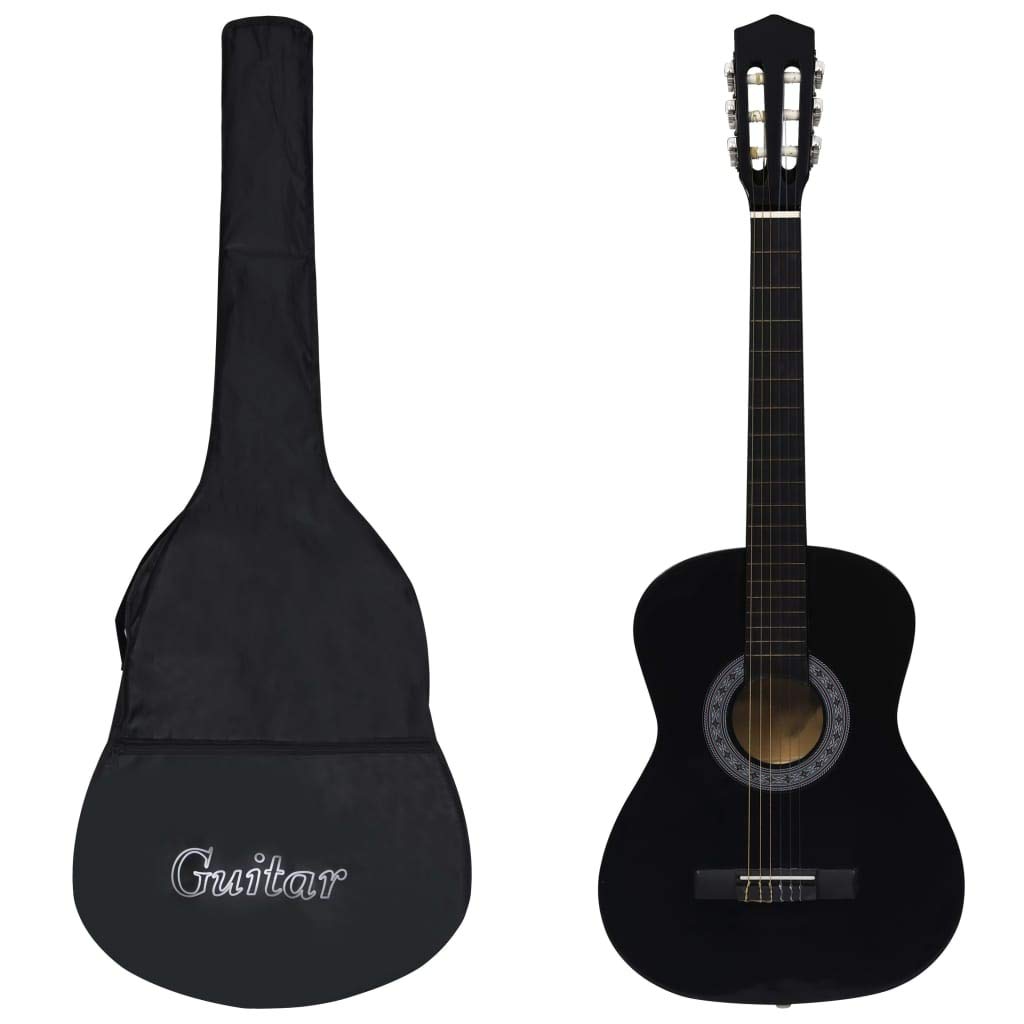 Klassikgitarre 3/4 Größe 36 Zoll, Konzertgitarre für Anfänger Kinder Jugendliche inkl. Gitarrentasche, Lindenholz, Schwarz