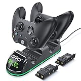 OIVO Controller Charger Compatible with Xbox One Controller, Dual Charging Station with Updated LED Strap, Remote Charger Dock for Xbox One/S/X/Elite Controller - 2 Rechargeable Battery Packs Included