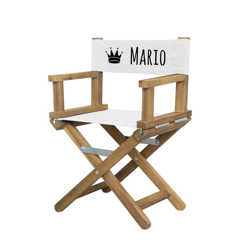 Amikado Fauteuil de metteur en scène bébé & Enfant imprimé avec Motif Couronne (Noir) - Dimensions : H 55 x L 36 x P 28 cm