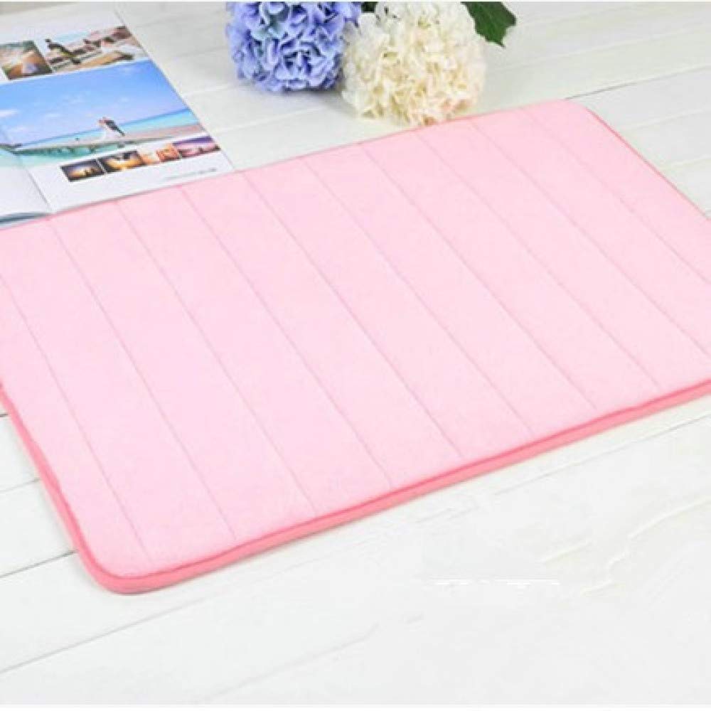 LZYMLG 1pc Home Coral Fleece Bathroom Mat Non-slip Memory Foam Rug Soft Floor Carpet Super Absorbent Washable Tender pink 50 * 80cm thickening
