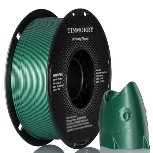TINMORRY Metallic PETG Filament 1.75mm, Rapid PETG 3D Printing Filament, PETG with a Rapid Flow Rate, Compatible with Bambu Lab FDM 3D Printer, 1 KG 1 Spool, Metallic Midnight Green