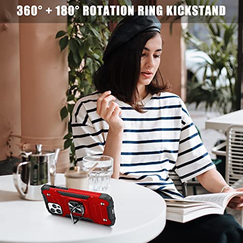 Jame Case For Iphone 12 Pro Max Case With Screen Protectors 2Pcs, Military-Grade Drop Protection Cover, Protective Phone Cases, With Ring Kickstand, Bumper Case For Iphone 12 Pro Max 6.7” Red #TOP5