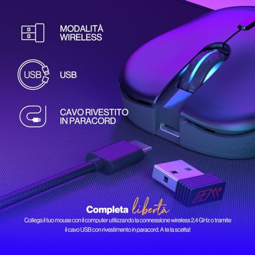 ENDORFY Gem Plus Wireless, Mouse da Gioco Leggero