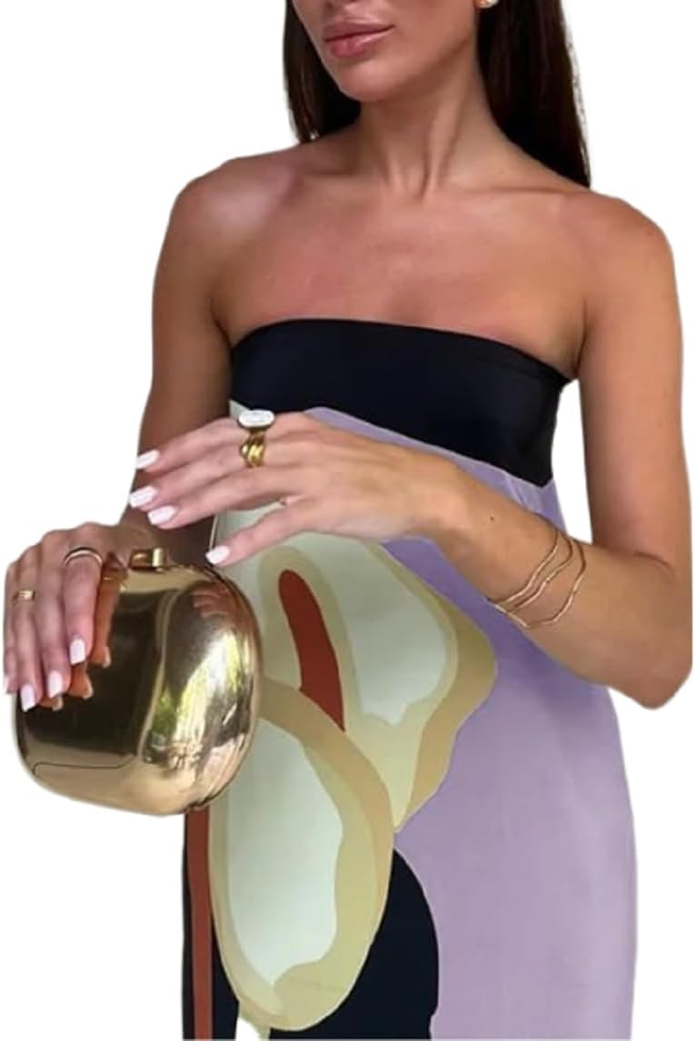 ANKOMINA Women's Summer Floral Printed Strapless Tube Maxi Dress Sexy Off Shoulder Backless Loose Beach Long Dresses - Image 2