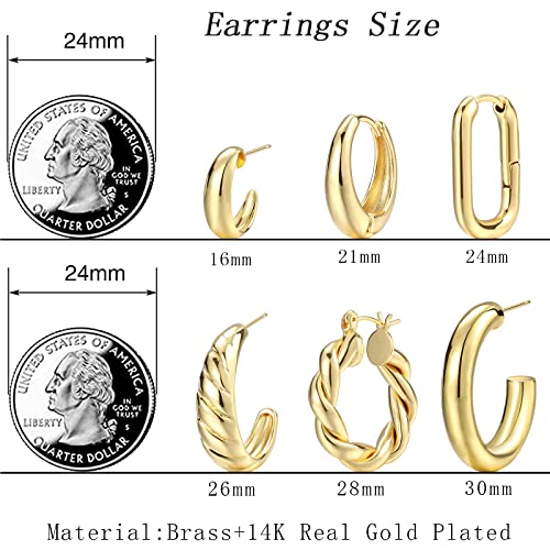 image for 17 MILE Gold Hoop Earrings Set for Women, 14K Gold Plated Lightweight 