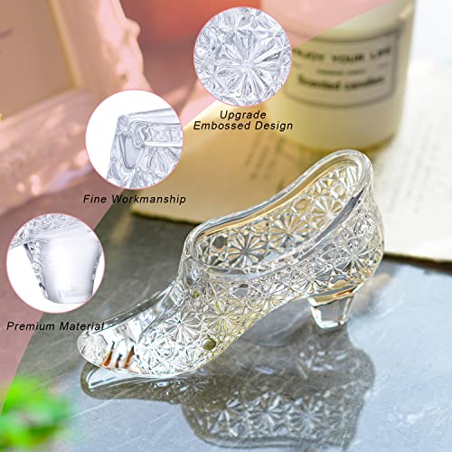 Clear Crystal Cinderella Shoe Figurine Decor,Crystal High Heels Shoes Ornament,Glass Slipper Decoration Gift For Wedding Birthday Halloween Christmas Party #TOP3