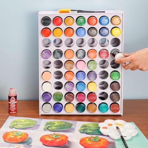 Image of 2 Pcs Paint Organizer, 63 Holes Acrylic Paints Storage, Vertical Crafts Paint Holder, Rack Stand for Apple Barrel -2oz Craft Paints,Wall Mounted