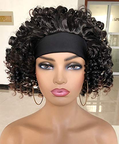 Headband Curly Wigs for Black Women 11inch short Water Wave Curly Headband Wigs