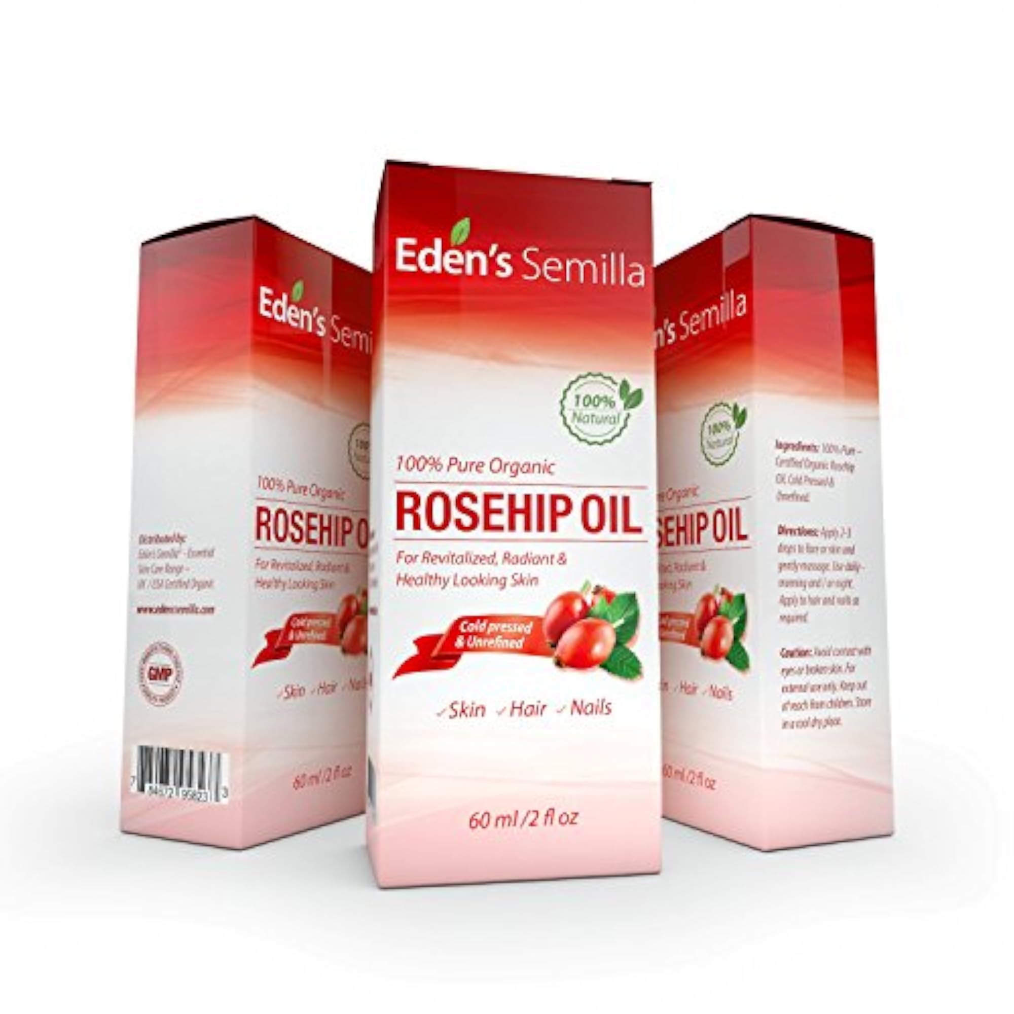 100% Pure Rosehip Oil 2 Oz Certified Organic Cold Pressed