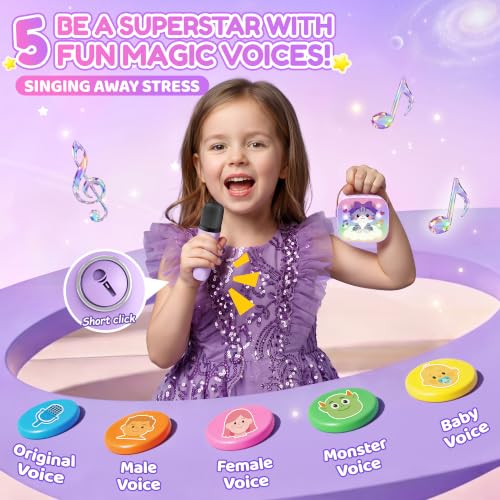 Image of YLL Karaoke Machine for Kids, Portable Mini Speaker with 2 Wireless Microphones, Kids Toy Gifts for Girls Ages 3, 4, 5, 6, 7, 8, 9, 10+ Years Old, 4-12th Birthday Singing Home Family Party