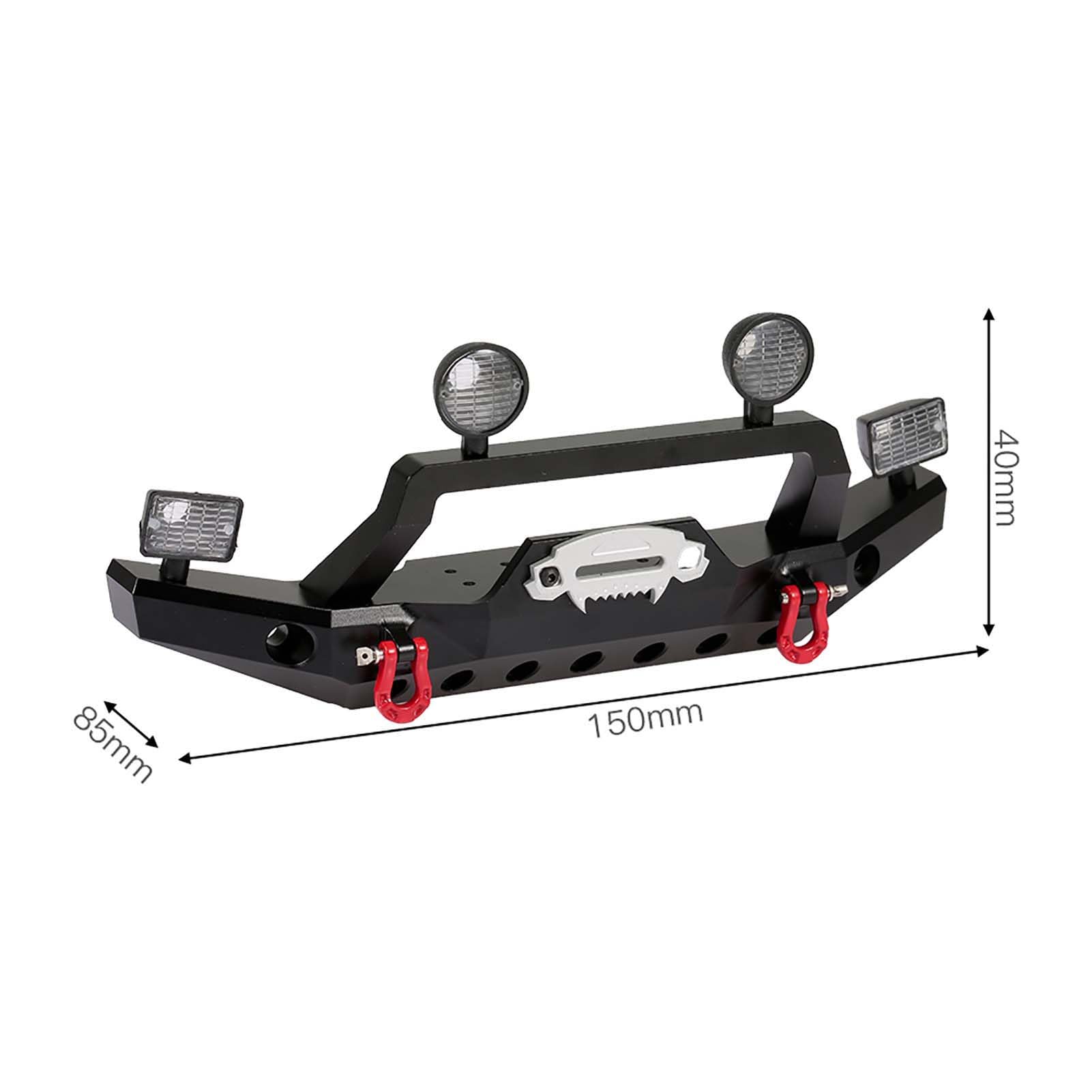 4 metalowy zderzak przedni z 2 lampkami LED do 1/10 RC Crawler Sport 82024 (czarny)