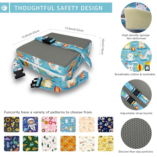 Image of Toddler Booster Seat for Dining Table, Portable Booster Seat for Kitchen Chair, 4 Inch High-Density Foam Cushion with Adjustable Safety Straps and Non-Slip Bottom, Perfect for Kids Travel and Daily