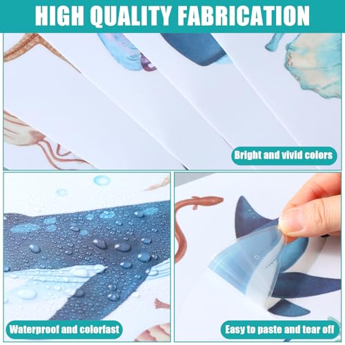 Calcomanías de pared de animales oceánicos acuarela x9 hojas miniatura 3