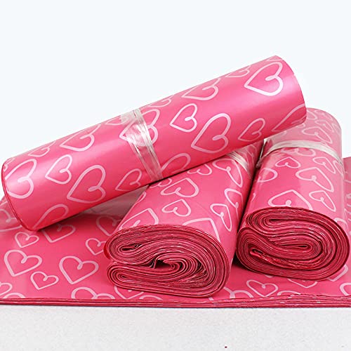 Bolsas para Envíos 100 Pcs Pink Heart Pattern Self-Seal Adhesive Shoes Bag Shipping Bags Matte Material Envelope Mailer Mailing Bag Packaging Bags 647 (Color : Pink 38x52cm)