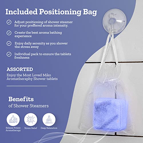 Miko Shower Steamers Aromatherapy For Women And Men, 12 Pack Essential Oil Infused Shower Bomb Aromatherapy For Stress Release & Relaxation, Valentine’s Day Gift -Lavender, Eucalyptus, Rose Assortment #TOP4