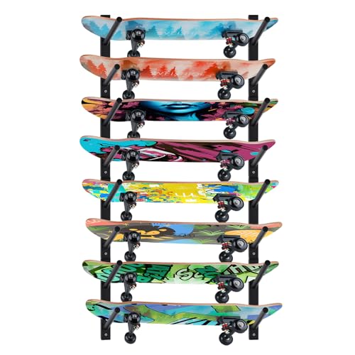 Bijun Support Mural pour monopatin, écran Mural pour Snowboard, étagère Murale Horizontale pour Ski, Support de Rangement pour Skateboard, Crochet Mural...
