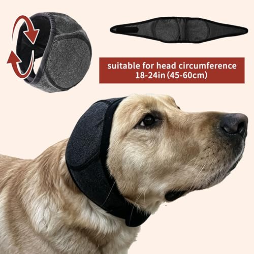 Image of Dog Ear Muffs Noise Protection Quiet Ears for Dogs | Anxiety Barking Snood for Noise 2PCS Ear Hearing Earmuffs Fireworks Protection Anti Anxiety Dog Hat Large Dog (Grey+Grey)