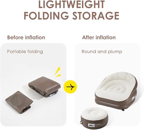 Miniatura 5 de Sofá inflable de tamaño individual, silla inflable doble para adultos, tumbona inflable plegable, sofá de aire portátil para estar en interiores,