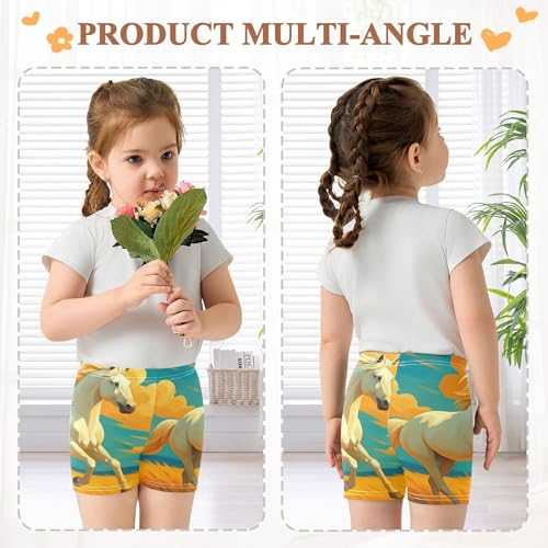 Joisal Under Dress Shorts Print Cotton Toddler Biker Shorts Girls 4t Baby Summer White Horse Running Gracefully3