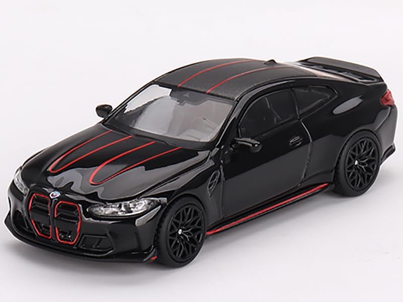 M4 CSL Black Sapphire with Carbon Top and Red Stripes Limited Edition to 2760 Pieces Worldwide 1/64 Diecast Model Car by Mini GT MGT00703