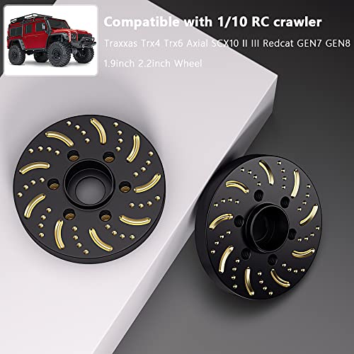 GLOBACT Black Brass Extended Wheel Weights Hubs 252g Counterweight Set 9mm Extended Hex hub for 1/10 Trx4 Trx6 Axial SCX10 II III Redcat GEN7 GEN8 1.9inch 2.2inch Wheel Rims Upgrade Parts (4Pcs)