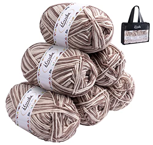 Cotton Yarn Ball, ilauke 6 x 50g Acrylic Yarn Balls, La...