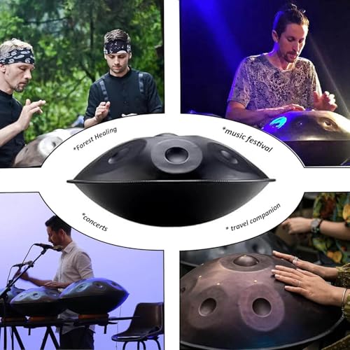 Instrumento Handpan, 22 pulgadas, 10 tonos, tambor de acero negro miniatura 4
