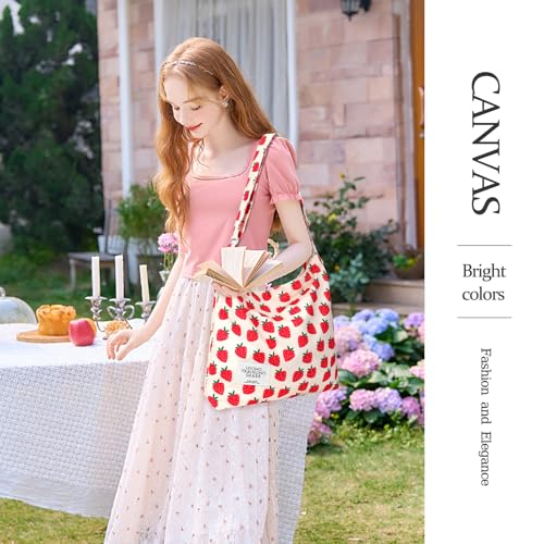 Image of Canvas Tote Bag with External Pocket Design, Stylish Appearance, Adjustable Shoulder Strap