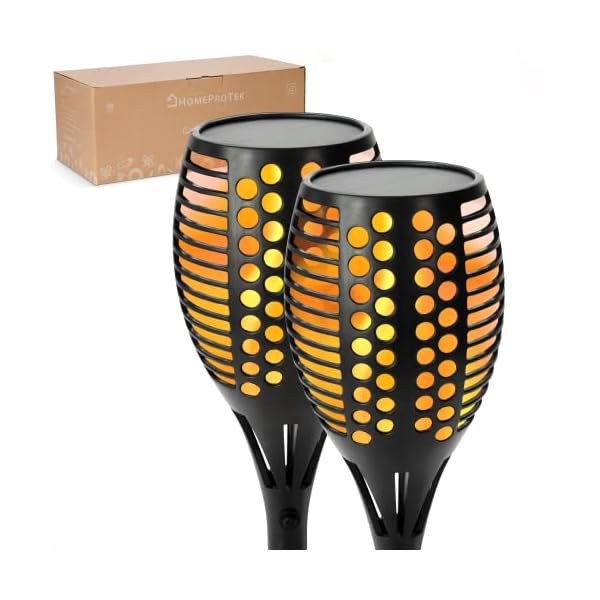 HOMEPROTEK 96 LEDs Solar Fackeln Flammenlicht für Gartenbeleuchtung, 2er Set 78cm Länge Solarlampen für Außen Garten…