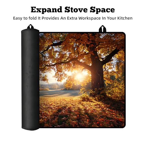 Image of Multi-Design Stove Cover for Glass /Electric Stoves - 3-in-1 Heat-Resistant Protector Mat, Non-Slip Drying Rack 28 inchx20 inch