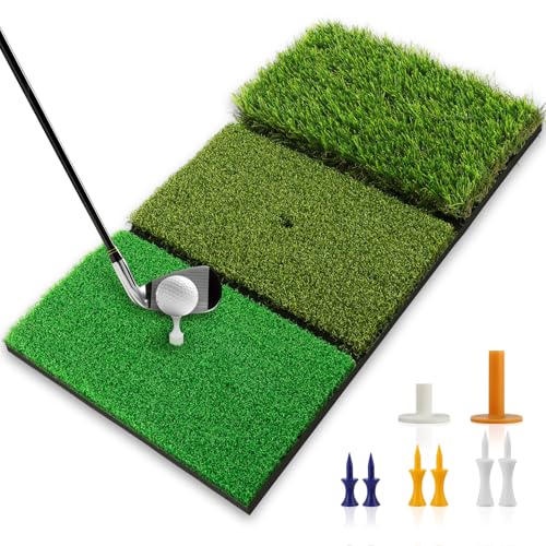CalmBloom Golf Practice Mat 3-in-1 Turf Golf Hitting Mat for Swing, Putting & Chipping | Portable...